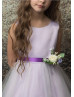 Lilac Satin Tulle Tea Length Flower Girl Dress